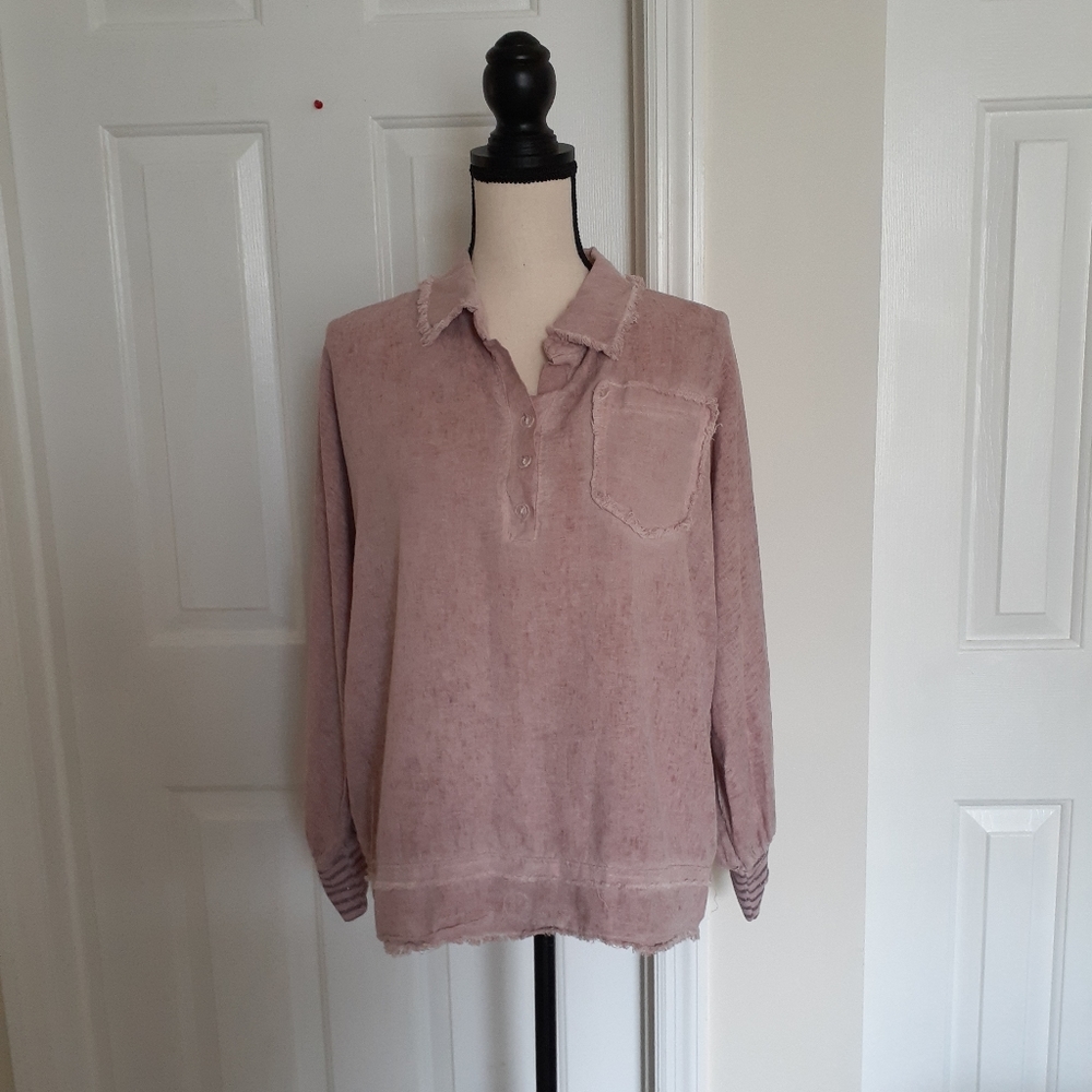 Free for Humanity Pink Linen Top